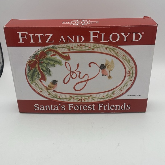 Fitz & Floyd Santa’s Forest Friends sentiment tray 9x6” new open box - Picture 5 of 10